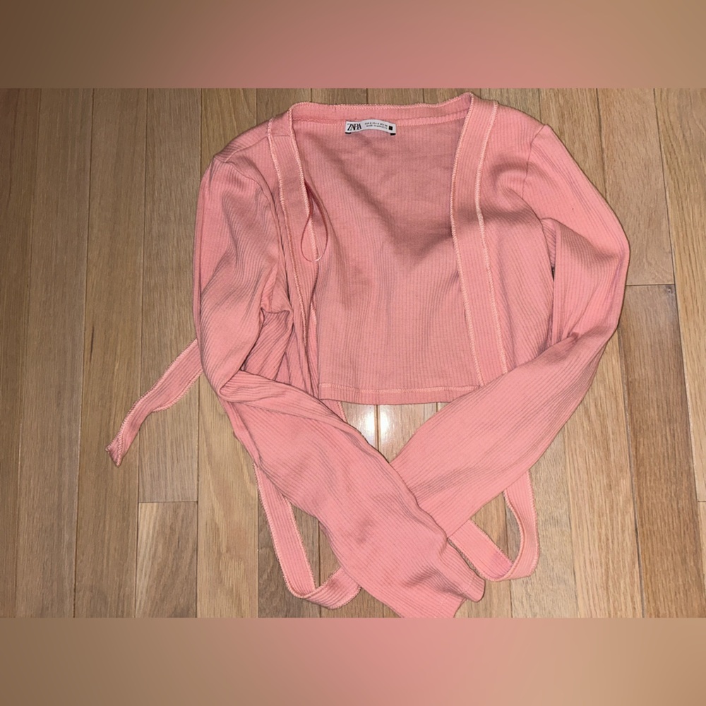 Zara pink wrap around shirt
